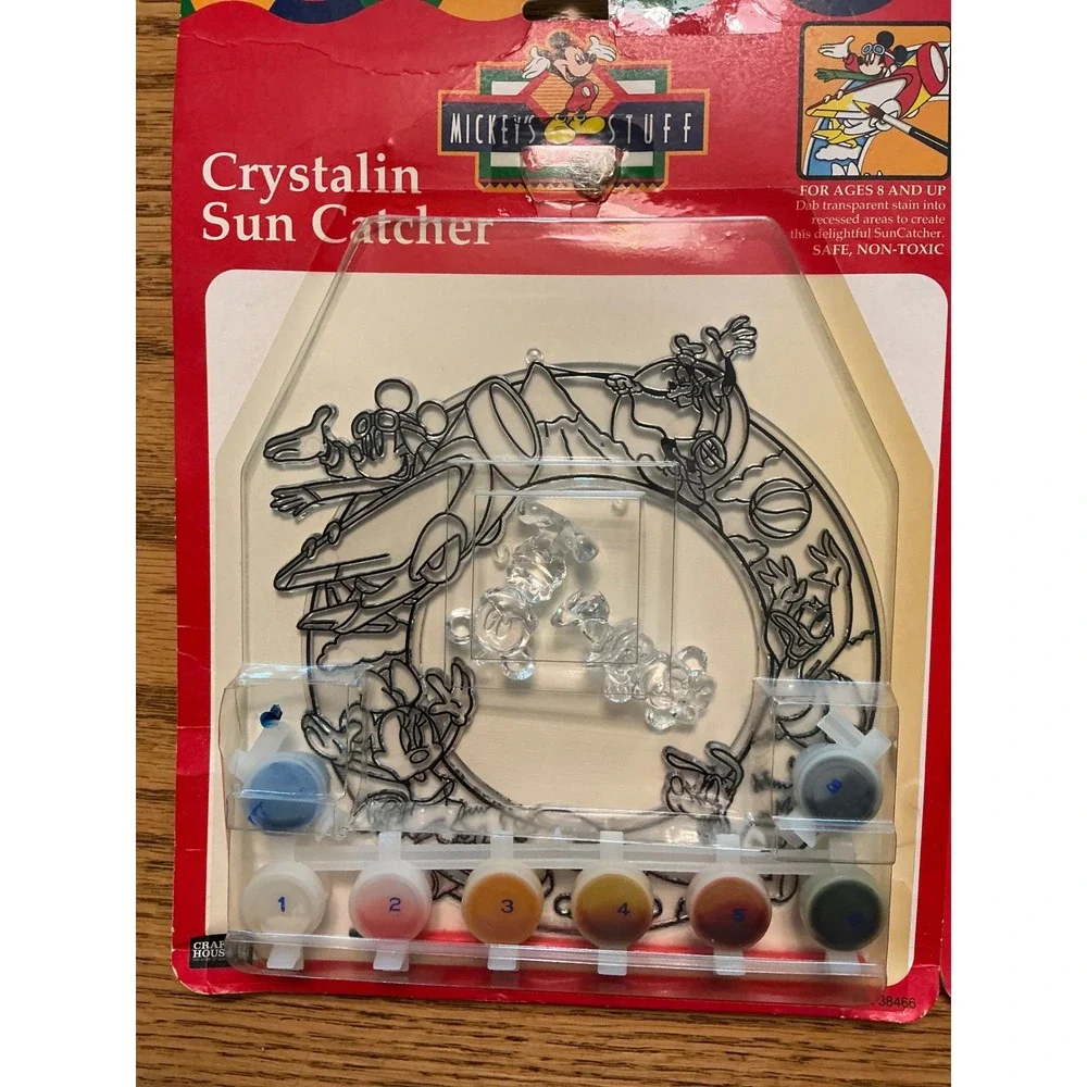 Vintage Disney Craft House Mickey Mouse Sun Catcher Paint Kit Set of 2 Christmas
